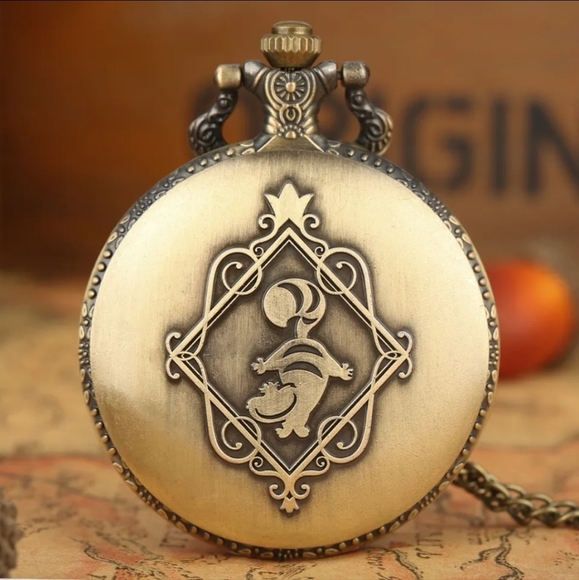 Alice in wonderland pocket watch with clock charm! - Picture 3 of 7
